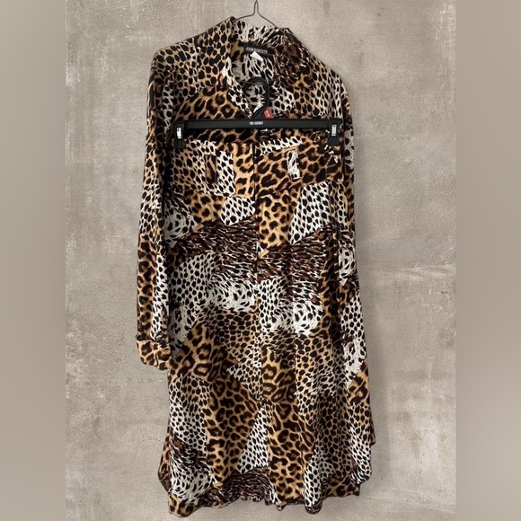 John Roberts Tops - John Roberts Leopard Print 2 Piece Set Skirt & Button Up Top Matching Set